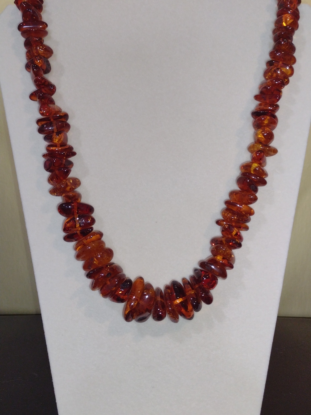 Vintage Baltic Amber Graduated Cognac Chunk Necklace - Deep Honey Brown
